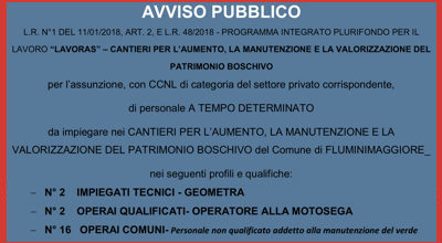 “Lavoras” – Cantieri per l’aumento, la manutenzione e la valorizzazione del patrimonio boschivo