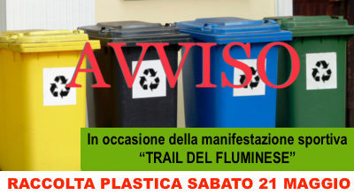 Raccolta plastica sabato 21 maggio 2022 entro le ore 5 mattutine