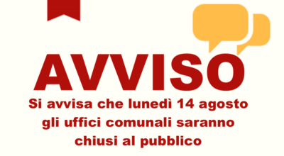 Chiusura uffici comunali lunedì 14 agosto 2023